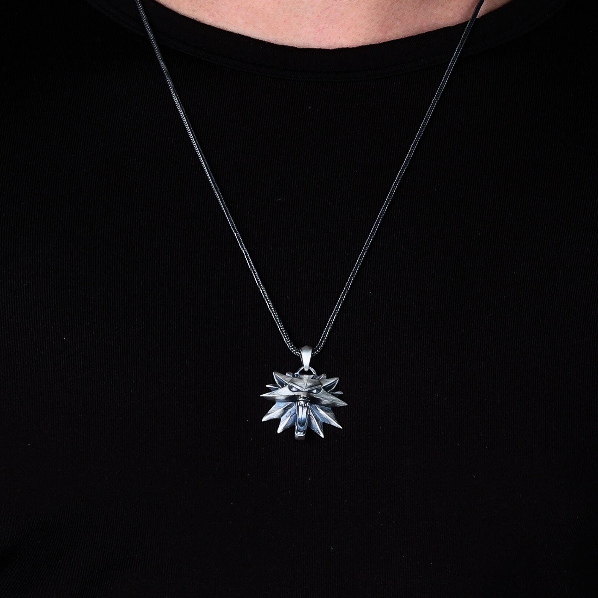 Collana Donna Con Ciondolo Lupo Vichingo In Argento Sterling E Opale Simulato