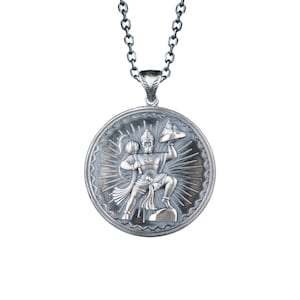 Lord Hanuman Necklace, Hanuman Pendant, 925 Sterling Silver, Hindu Jewelry, Spiritual Gift, Men&#39;s Necklace
