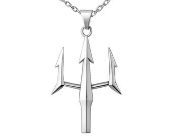 Sterling Silver Trident Necklace: Poseidon's Spear Pendant, Mythology Jewelry