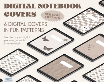 Digital Notebook Covers | Goodnotes & Notability Digital Journal and Planner Covers | Neutral Pattern Pack
