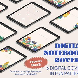 Digital Notebook Covers | Goodnotes & Notability Digital Journal and Planner Covers | Floral Pack