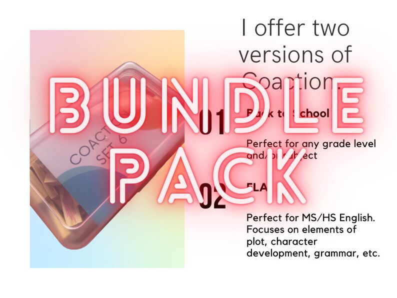 K&ouml;nnte beinhalten: Ein rotes und wei&szlig;es Neon-Schild mit der Aufschrift "Bundle Pack" und den Zahlen 01 und 02 darunter. Das Schild befindet sich vor einer durchsichtigen Plastikbox mit einem Etikett, auf dem "COACT SET 6" steht.