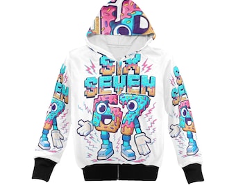 Meme Six Seven Ice Cream Drip - Kids Zip-Up Hoodie