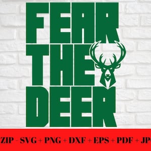 Bucks Basketball Milwaukee SVG PNG | jpg eps dxf pdf | Giannis | Craignez le cerf | Découpez la silhouette de votre Cricut Silhouette, téléchargement numérique instantané et instantané