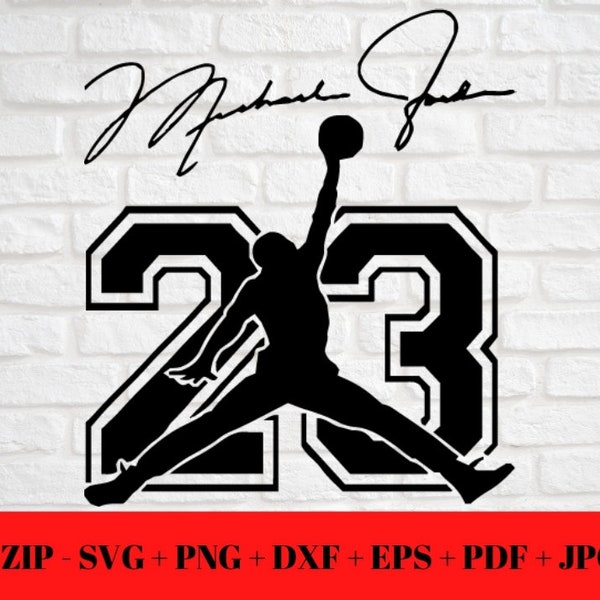 Jump Man 23 SVG PNG JPG / Air Jordan eps dxf pdf / Firma / Ball Is Life / Cut Friendly Descarga instantánea Cricut Silhouette