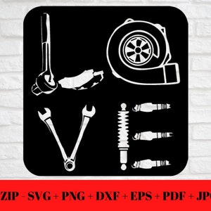 Hou van SVG PNG JPG | Tandwielkast eps pdf dxf | Turbo Cars Bougies Gereedschap | Silhouet Cricut Cut-bestand | Snijvriendelijke onmiddellijke digitale download