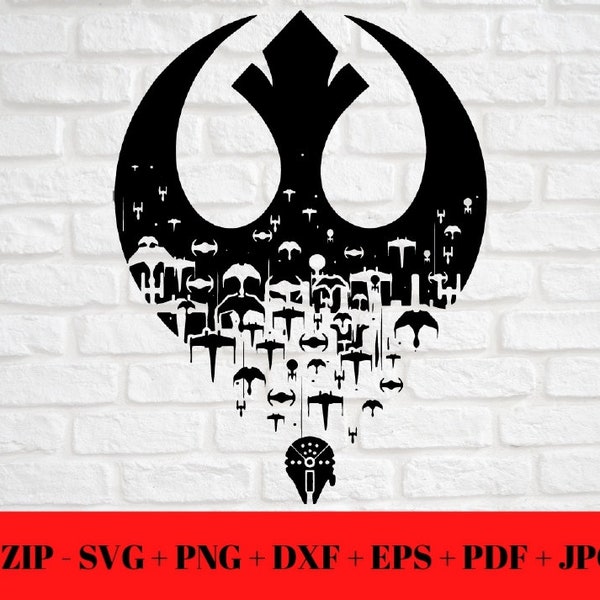 Rebel Alliance Star Wars-logo en gesneden bestand schepen (digitale download)