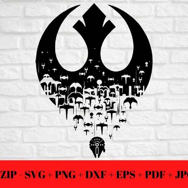 Star Wars Rogue One Rebel Alliance Logo und Schiffe SVG PNG JPG | dxf eps pdf Schnittdatei | Schnittfreundlich | Sofortiger digitaler Zip-Download Cricut