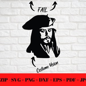 Captain Jack Sparrow SVG PNG JPG | Pirates Caribbean dxf eps | Johnny Depp Halloween | Funny | Cut Friendly Instant Digital Download Cricut