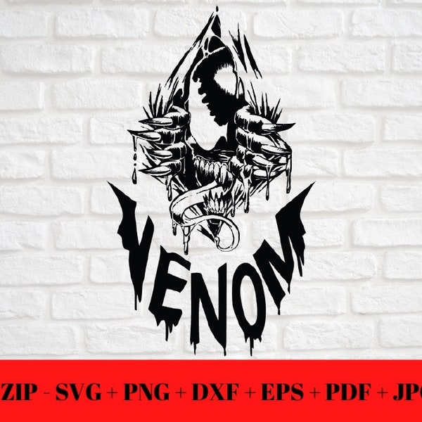 Scary Venom SVG PNG JPG dxf eps pdf | Creepy 3D Silhouette Cricut Printable Cut File | Tom Hardy Marvel mcu Instant Digital Zip Download