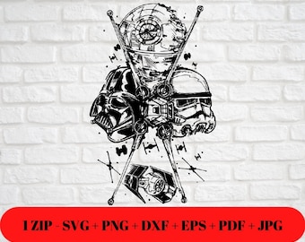 Unique Star Wars Drawing SVG PNG JPG | Dark Side dxf eps pdf | Cut File | Cut Friendly | Printable | Instant Digital Zip Download Cricut