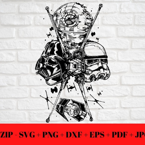 Einzigartige Star Wars Zeichnung SVG PNG JPG | Dark Side dxf eps pdf | Schnittdatei | Schnitt Freundlich | Druckbar | Sofortige digitale Zip Download Cricut