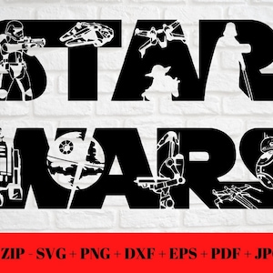 Classic Star Wars Logo with Character Silhouettes SVG PNG JPG | dxf eps pdf Cut File | Cut Friendly | Instant Digital Zip Download Cricut