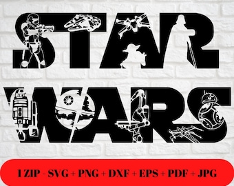 Classic Star Wars Logo with Character Silhouettes SVG PNG JPG | dxf eps pdf Cut File | Cut Friendly | Instant Digital Zip Download Cricut