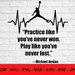 Jump Man ecg SVG PNG JPG | Air Jordan eps dxf pdf | Inspirerende quote | Bal is leven | Snijvriendelijke directe download Cricut silhouet