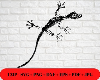 Gekuifde gekko-svg | Lizard Cut-bestand (digitale download)
