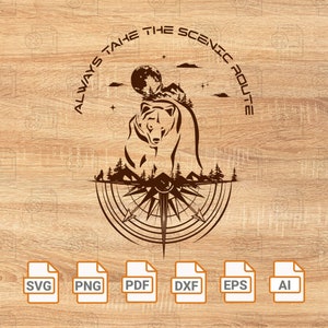 Ours SVG Bundle, Grizzly Bear svg, Bear SVG Silhouette, Bear dxf, Bear cut files, Always Take The Scenic Route Camping Travel Adventure
