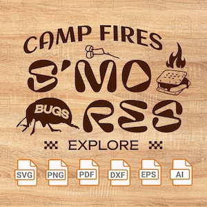 Camp fires S&#39;mores Bugs Explore SVG| Smore SVG File | Campfire and Smores SVG Laser Cut File | Printable Digital File| Glowforge