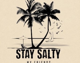 Stay Salty Beach House SVG | Coastal Decor SVG | Summer Quote PNG | Beach Sign Design
