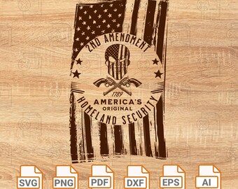 American Flag Angry Skull 2nd Amendment SVG PNG CNC Laser File