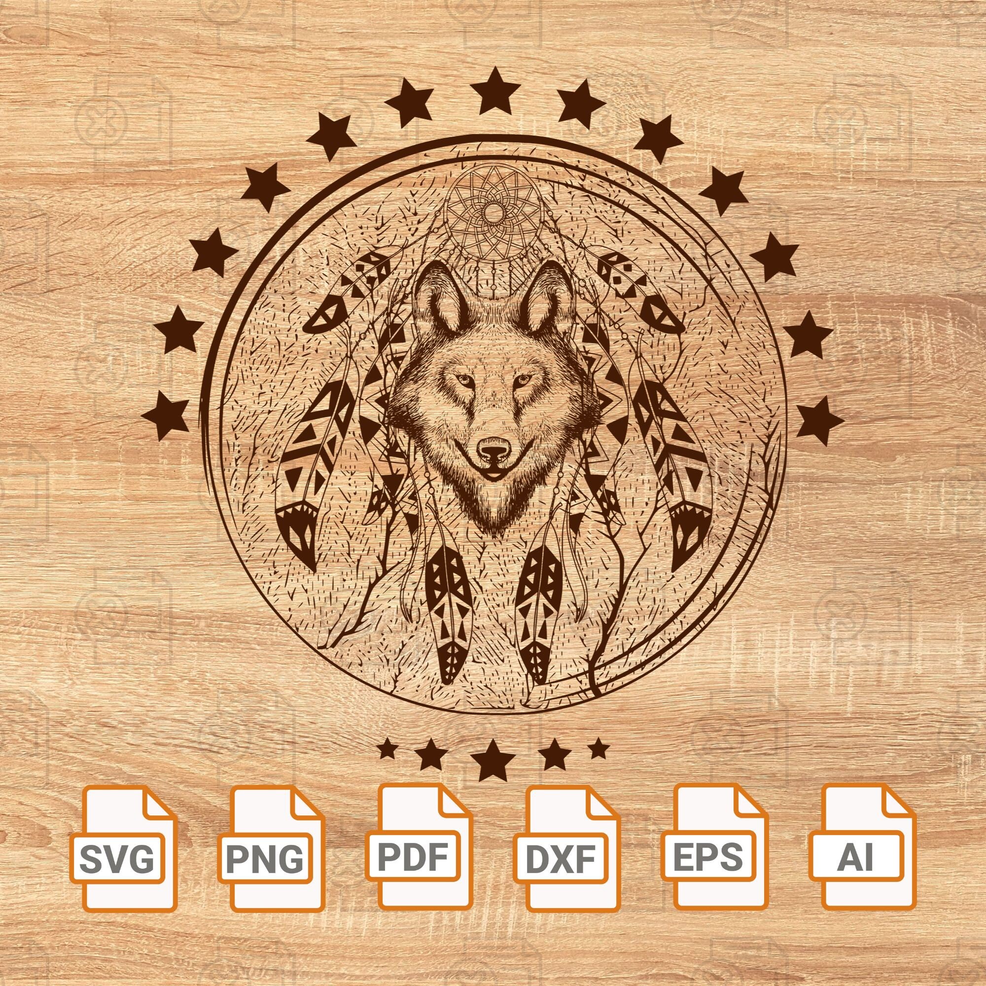 Wolf SVG Wolf Dream Catcher Svg Nature Svg Hunting Svg Camping Clipart ...