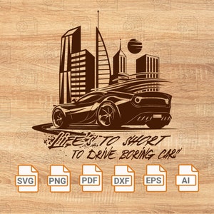 Das Leben ist zu kurz, um langweilige Autos zu fahren Oldtimer Vater Geschenk | PNG Sublimationsdateien | Clip Art | Vintage SVG| Cricut & Scherenschnitt