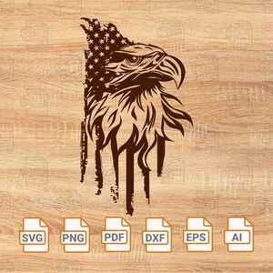 Águila con bandera americana Svg/ Banderas vintage de EE.UU. Svg/ Vintage Eagle Svg/ Camisa de águila/ USA Patriotic Svg/ 4 de julio Svg Png Eps