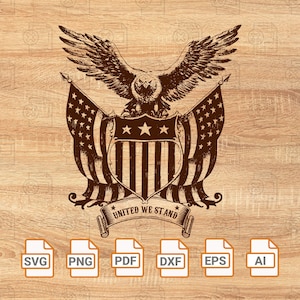 Águila con bandera americana Svg/ Banderas vintage de EE.UU. Svg/ Vintage Eagle Svg/ Camisa de águila/ USA Patriotic Svg/ 4 de julio Svg Png Eps