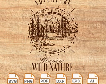 Laser Engraved Mountain Lake Scene SVG File: Glowforge, Cricut (Digital Download)