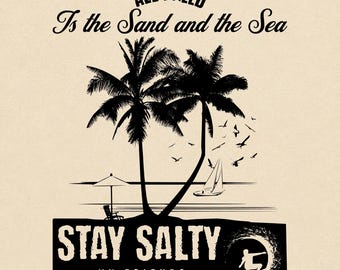 Stay Salty SVG | Strandcitaat SVG | Kustthema zomerbord | Strandhuisdecoratie | Lasergraveerbestand voor Cricut