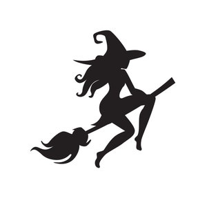 Halloween Witch Decal for Window, Car or Wall, Witch Riding a Broom Decal, Halloween decal stickers, Halloween car decal, Spooky Decals