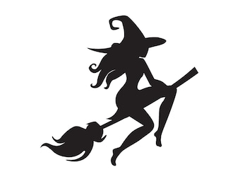 Halloween Witch Decal for Window, Car or Wall, Witch Riding a Broom Decal, Halloween decal stickers, Halloween car decal, Spooky Decals