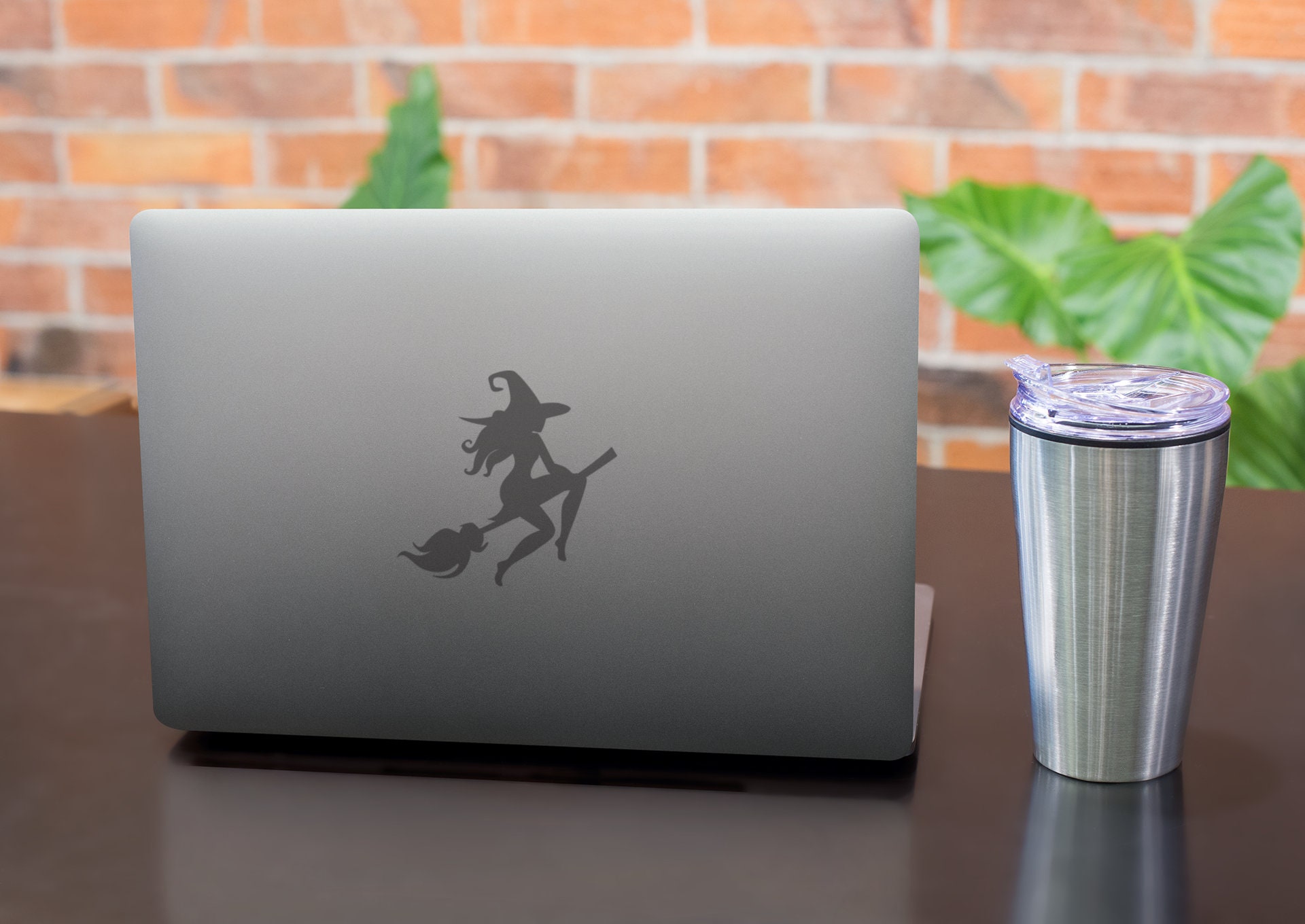Spooky Cute Witch Girl Broom Halloween Decal Sticker - For Car, Window, Wall, Home Decor