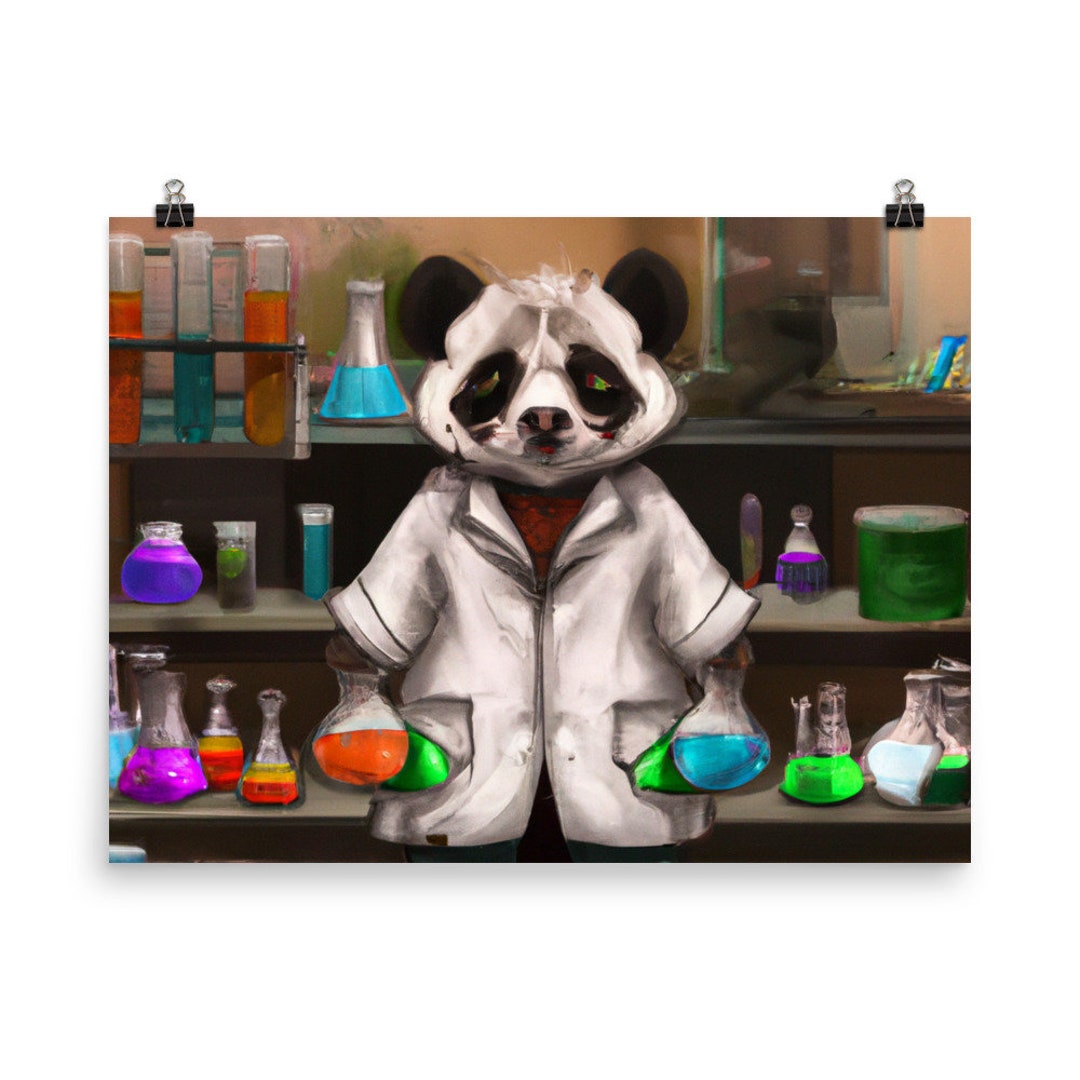 AI Generated Art Science Panda Poster 1 - Etsy