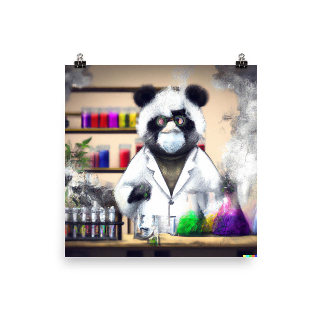 AI Generated Art Science Panda Poster 4 - Etsy