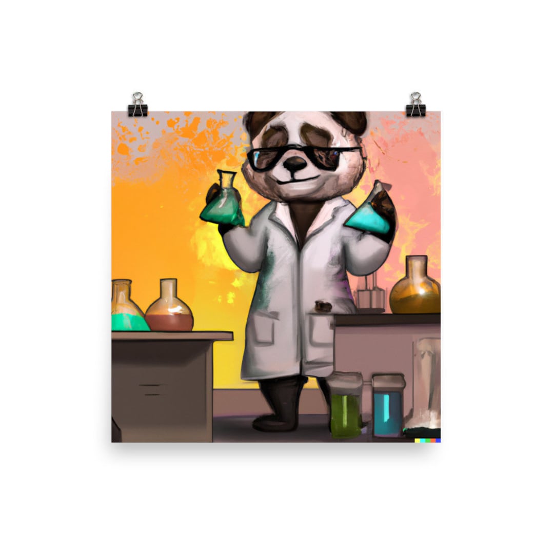 AI Generated Art Science Panda Poster 2 - Etsy