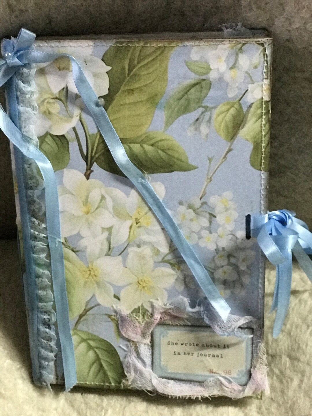 Blue and White Floral Journal - Etsy