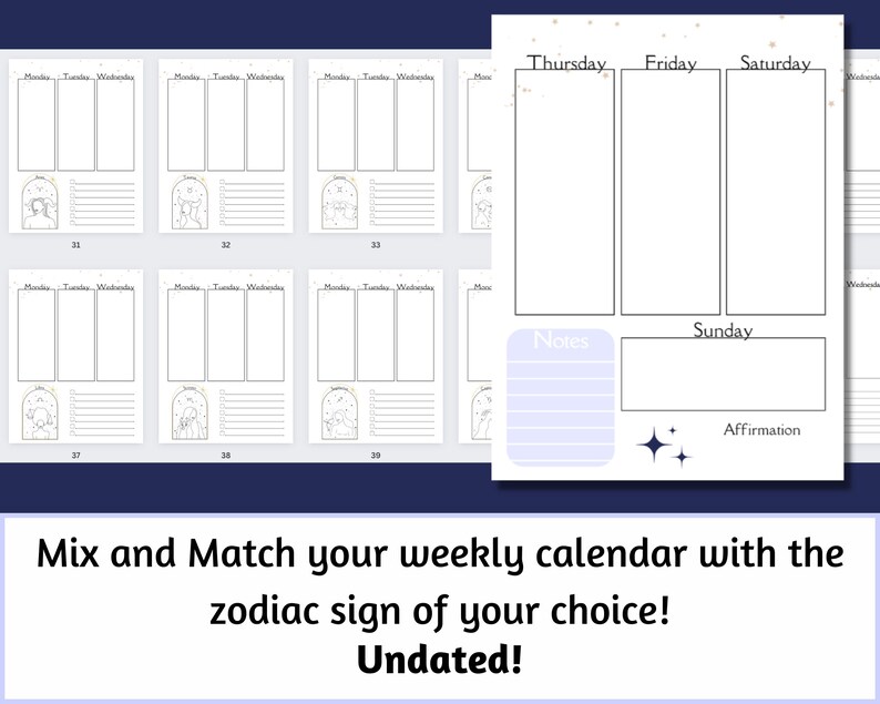 Astrology Themed Printable Planner Template, Annual Manifestation