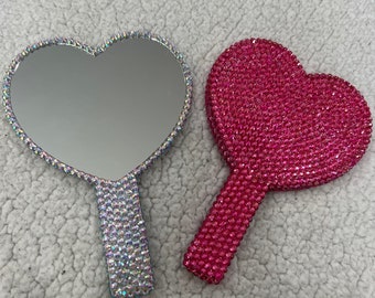 Rhinestone mini handheld mirror