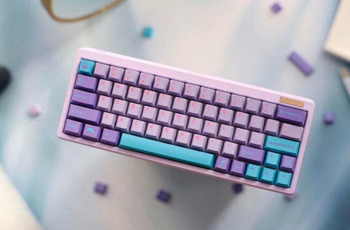 Lilac and Turquoise Keycap Set for Mechanical Keyboard 129 