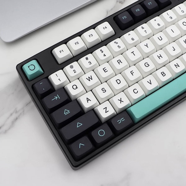 Black & Turquoise Keycap Set for Mechanical Keyboard - 129 PBT Key Caps XDA Profile - MX Switch Compatible