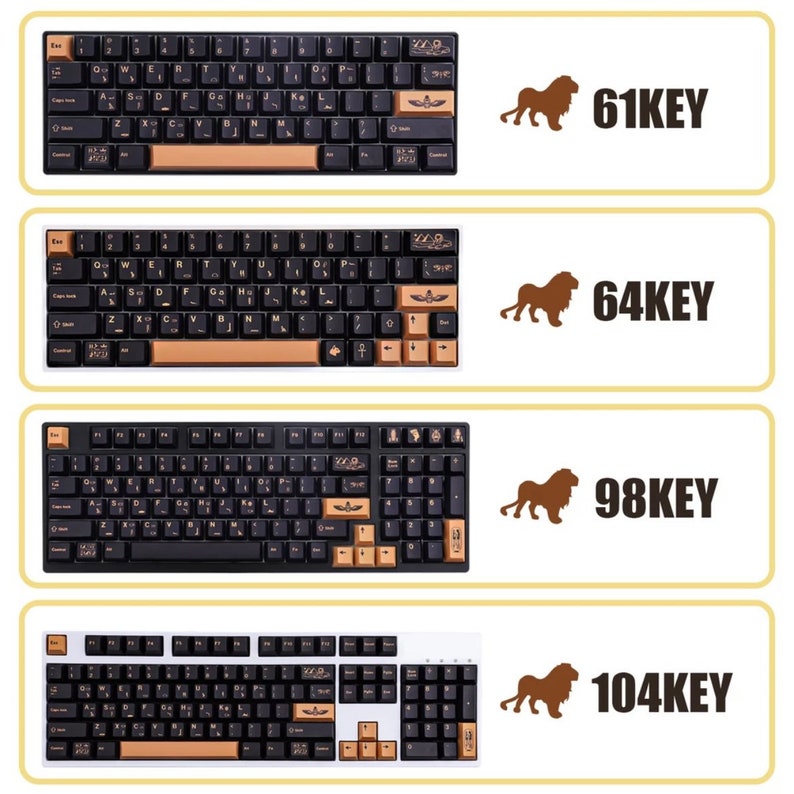Ancient Egyptian Themed Keycap Set for Mechanical Keyboard Black