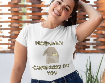 T-shirt med sött meddelande och kanin för vuxna och tonåringar