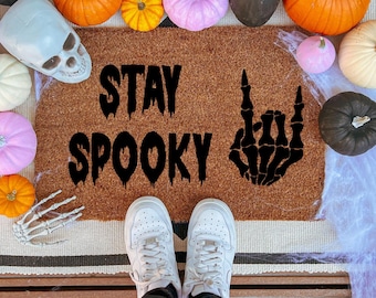 Stay Spooky Doormat, Halloween Welcome Mat, Spooky Door Mat, Halloween Decor, Fall Porch Decor, Eerie Entryway Rug, Housewarming Gift