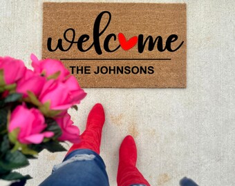 Personalized Family Name Doormat – Wedding & Valentine’s Front Door Gift