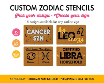 Zodiac Doormat Stencil | Custom Astrology Stencil | Personalized Welcome Mat | DIY Cricut Stencil | Horoscope Gift | Any Zodiac Sign