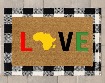 Juneteenth Doormat, Africa Love, Housewarming Gift, BLM, Front Door Decor, Black Excellence