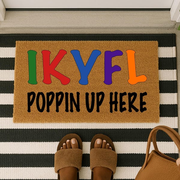 Custom Doormat for Front Porch, IKYFL Funny Welcome Mat, Housewarming and Birthday Gift, Personalized Outdoor Coir Rug