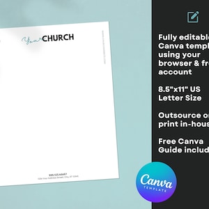 Plantilla Canva con membrete de la iglesia, papelería editable, administración de la iglesia, recursos sin fines de lucro, recursos de la iglesia, gráficos de la iglesia CGC005