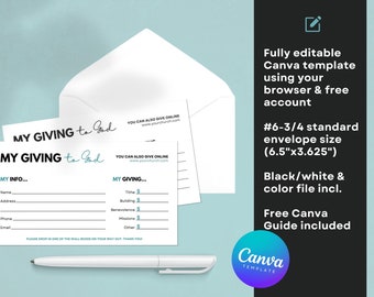 Church Offering Tithe Envelope, Tithing Envelope, EDITABLE Canva Template, Church Template, Church Resources, Church Graphics CGC005